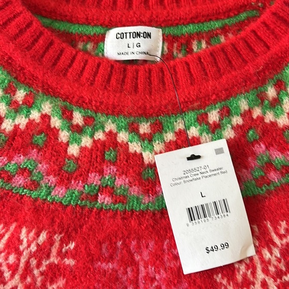 Cotton:On Christmas Crew Neck Sweater Snowflake Placement Red - Picture 4 of 5